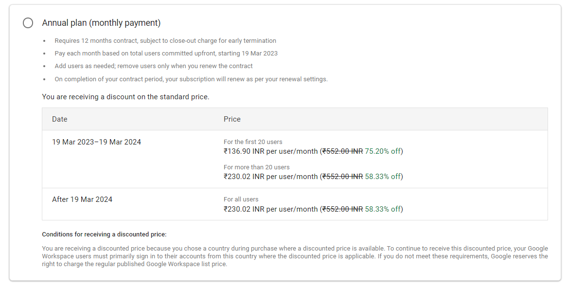Google Workspace Business Starter Annual Payment Plan with 30Gb Storage