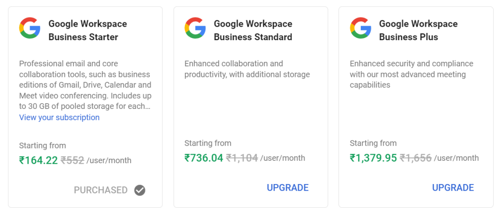 Google Workspace Monthly Price