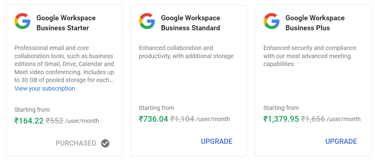 Google Workspace Monthly Price